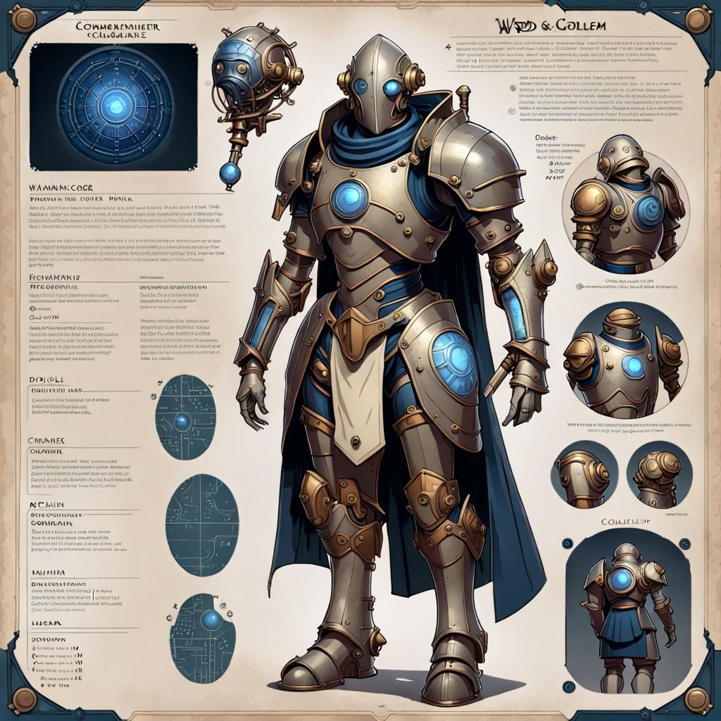 Steampunk Warforged Golem Character Sheet