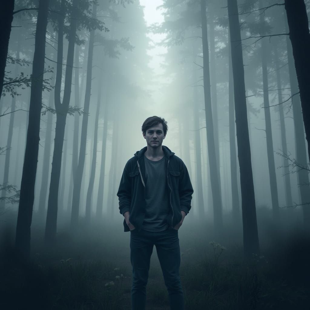 Sigma Persona in Misty Forest, Digital Painting