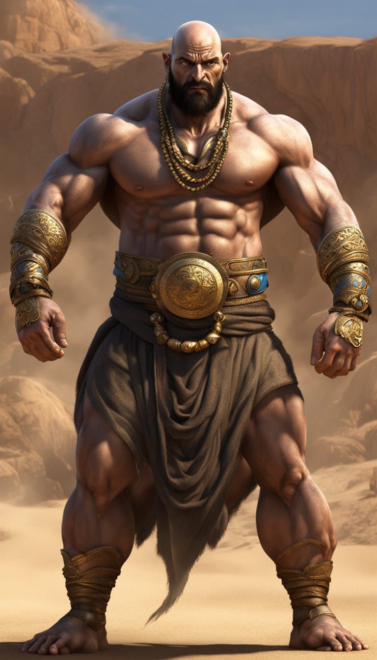 Photorealistic Persian Djinn with Muscular Build in Desert