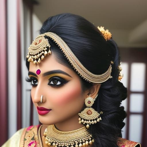 Beautiful Indian girl with brown eyes and black hair