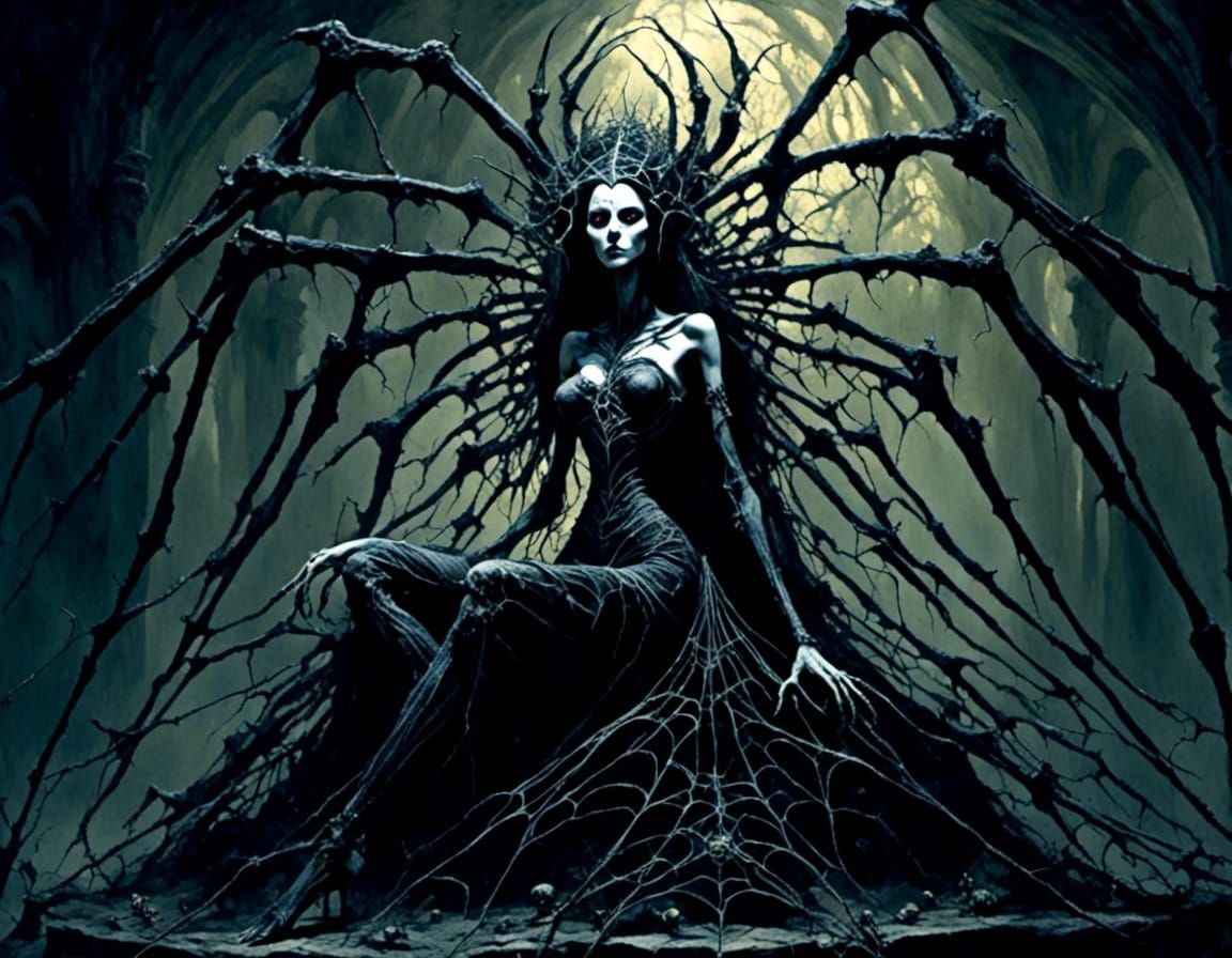 spider demoness in a temple