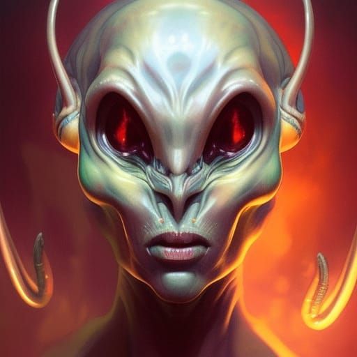Eldritch Horror Alien Portrait in Hyperdetailed Style
