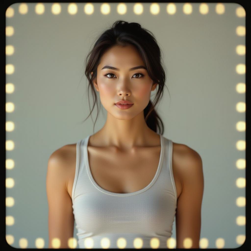 Cinematic Portrait of Asian Woman in Tank Top