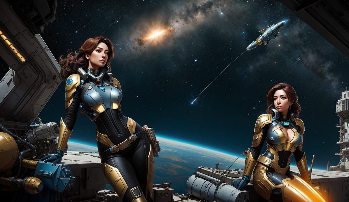 Asteroid Miner Goddess in Futuristic Portrait