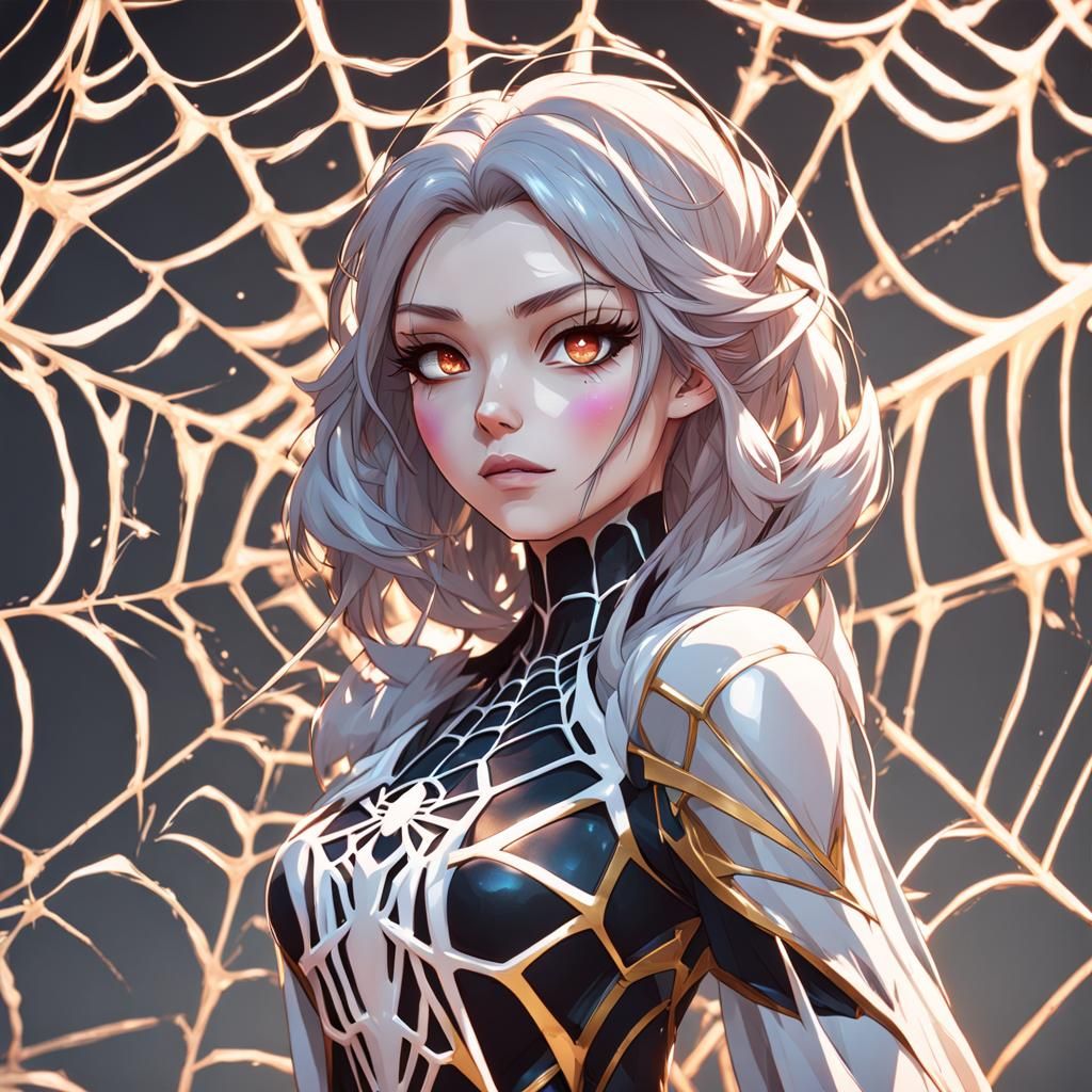 Anime Spider-Girl Portrait in Hyperdetailed Style