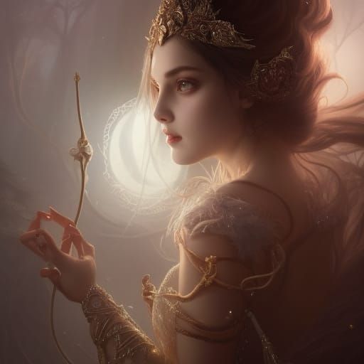 Enchantress Girl with Snowy Leaf Robes