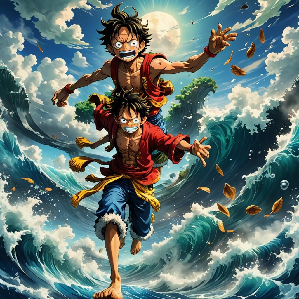 Monkey D Luffy in a Kabuki-Inspired 3D Anime Style