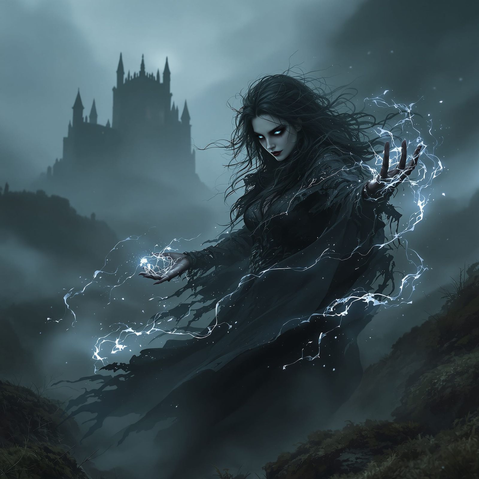 Gothic Witch Conjures Magic on Misty Moor