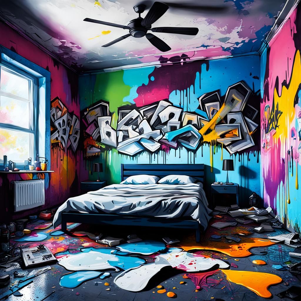 Colorful Fan Blades in Graffiti Art Style