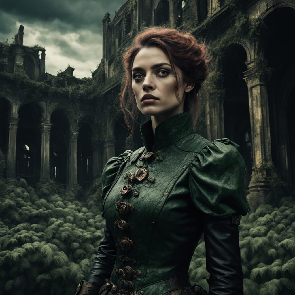 Mysterious Gothic Ruins in Steampunk Attire