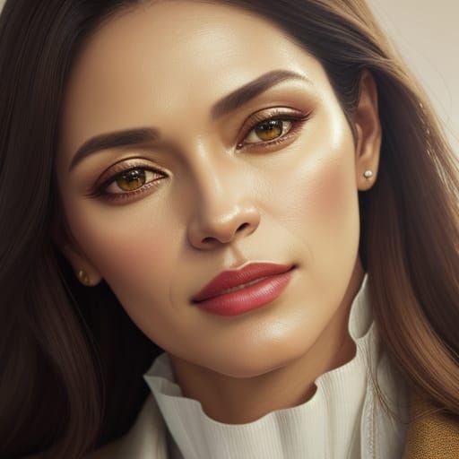 Vibrant Oil Portrait of Rosana in Golden Light