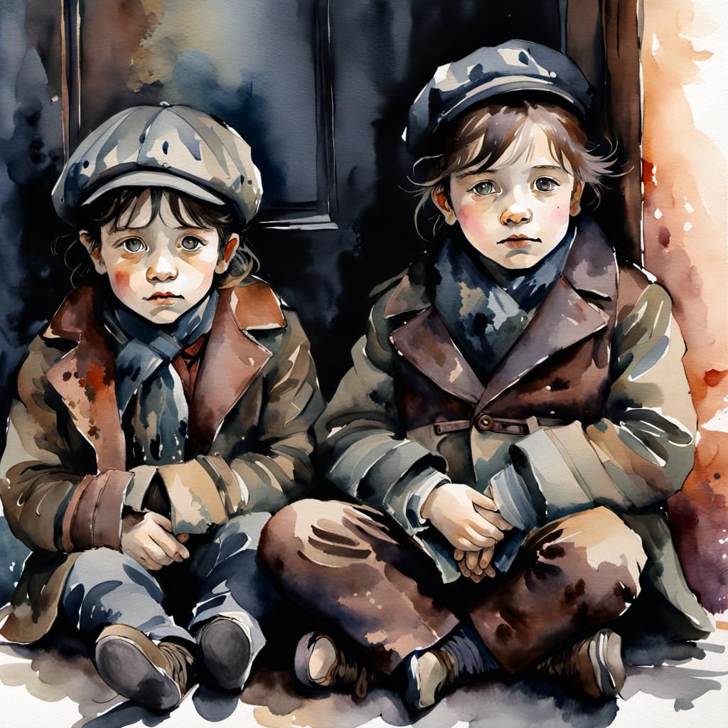 Dickensian Urchins in Watercolor