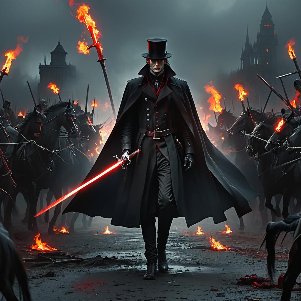 Dark Lord Vampire with Red-Edged Sword