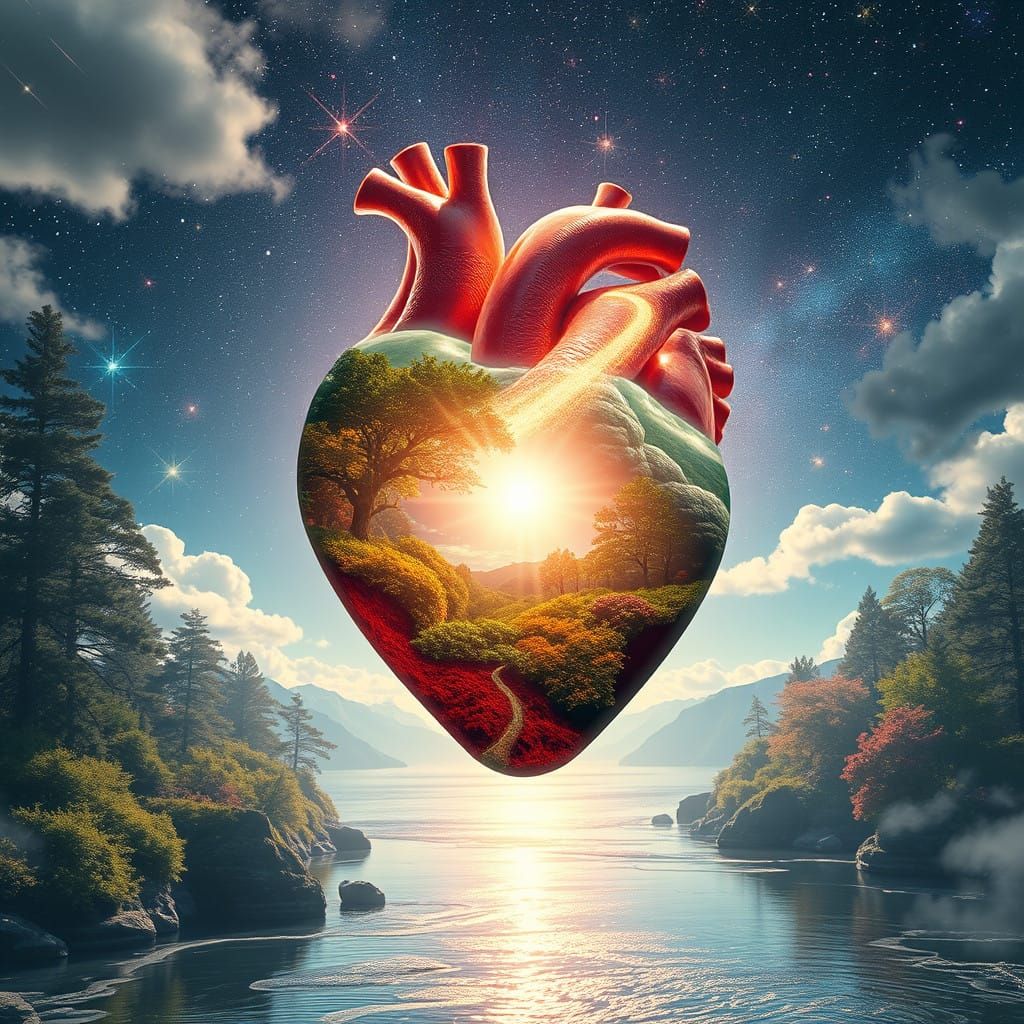Cosmic Heart of Nature in Vibrant Light