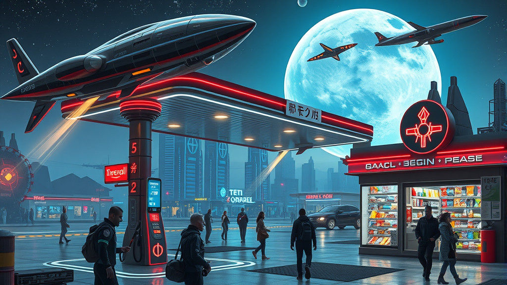 Futuristic Gas Station for Extraterrestrial Travelers