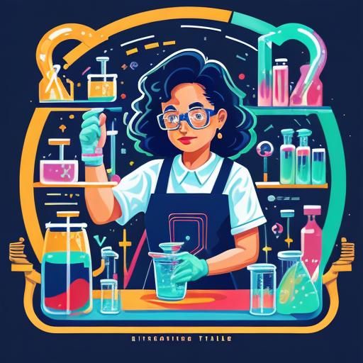 Latina Scientist's Colorful Lab Experiment in Vector Art