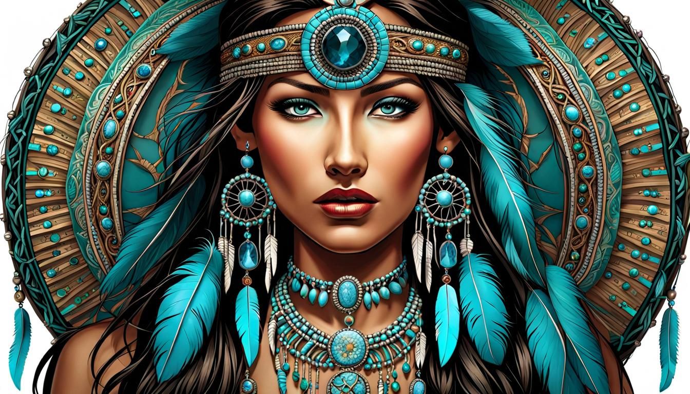 Native American Shaman Princess with Dreamcatchers