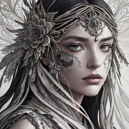 Surreal Portrait of a Maiden Emerging from Flowers