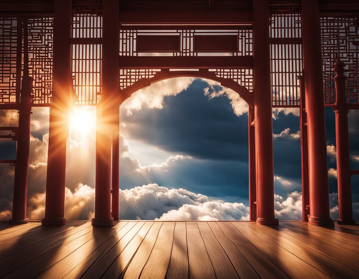 Sunlit Japanese Arch in Divine Light