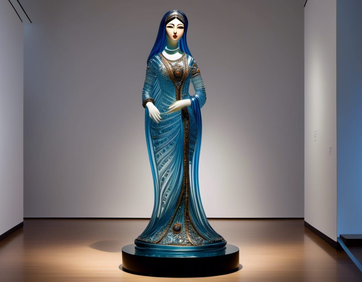Translucent Glass Sculpture of a Palestinian Woman