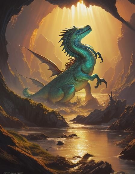 Water Dragon Rising: Digital Art in Triadic Colors