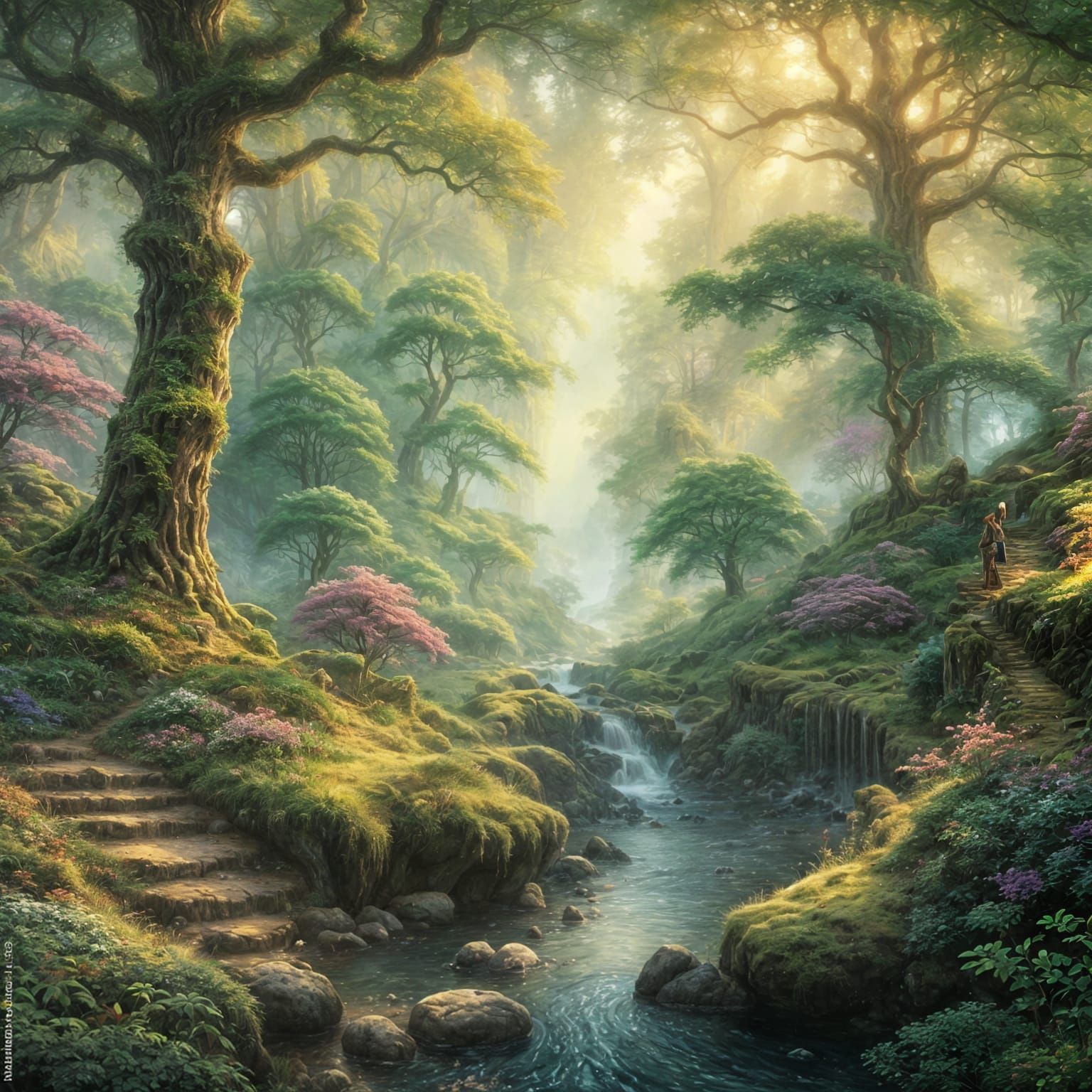 Ethereal Fantasy Landscape in Luminism Style