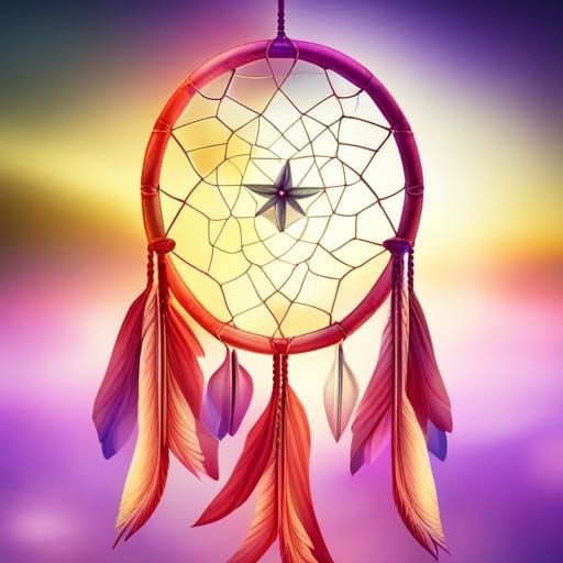 Dream Catcher with Moon and Stars in Triadic Colors