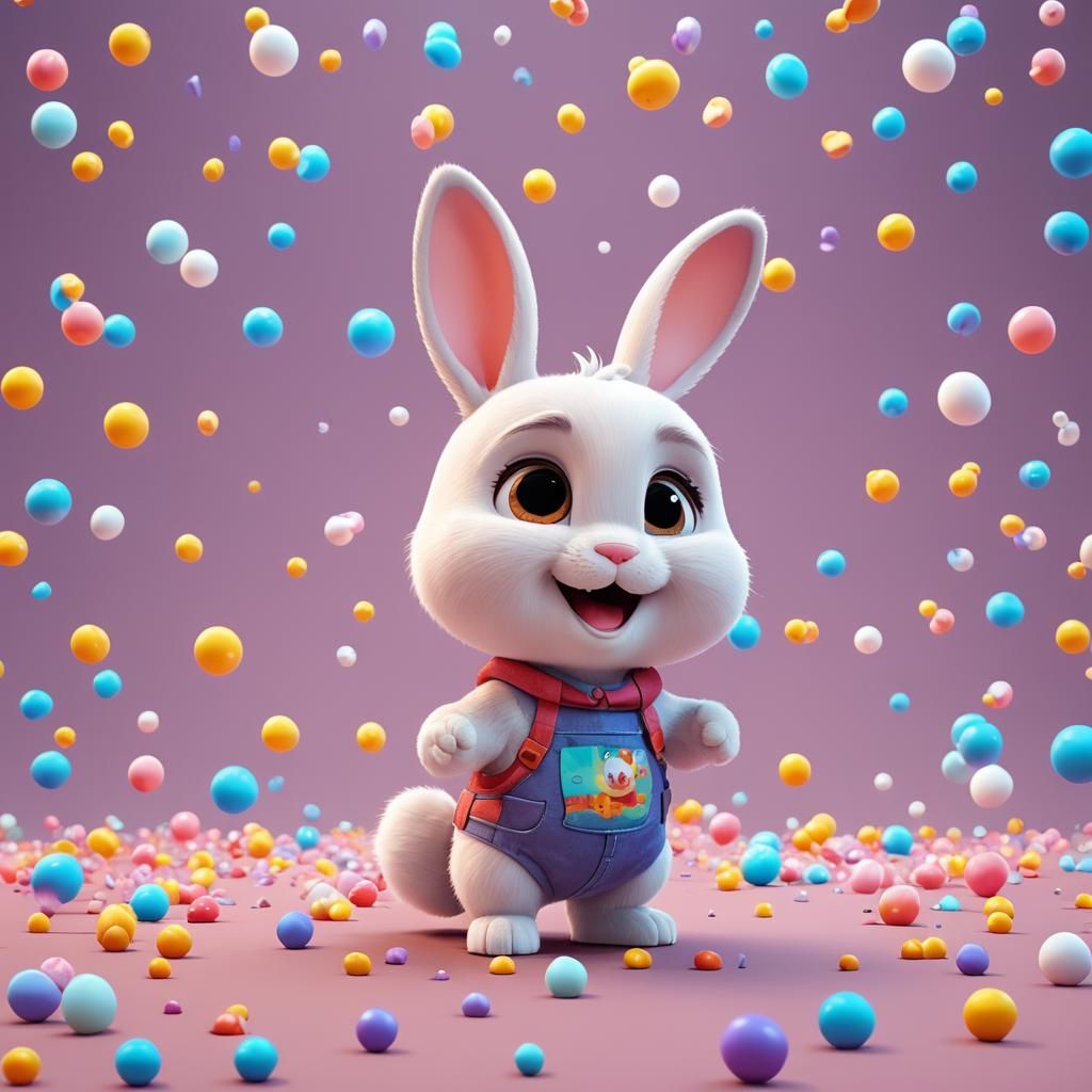Cute Chibi Bunny in Pixar-style 3D Digital Art