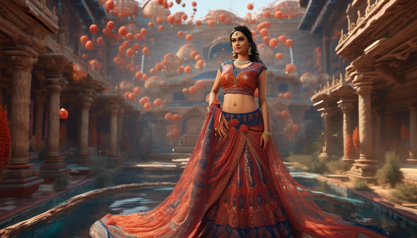 Woman in Transparent Outfit: Detailed Digital Painting