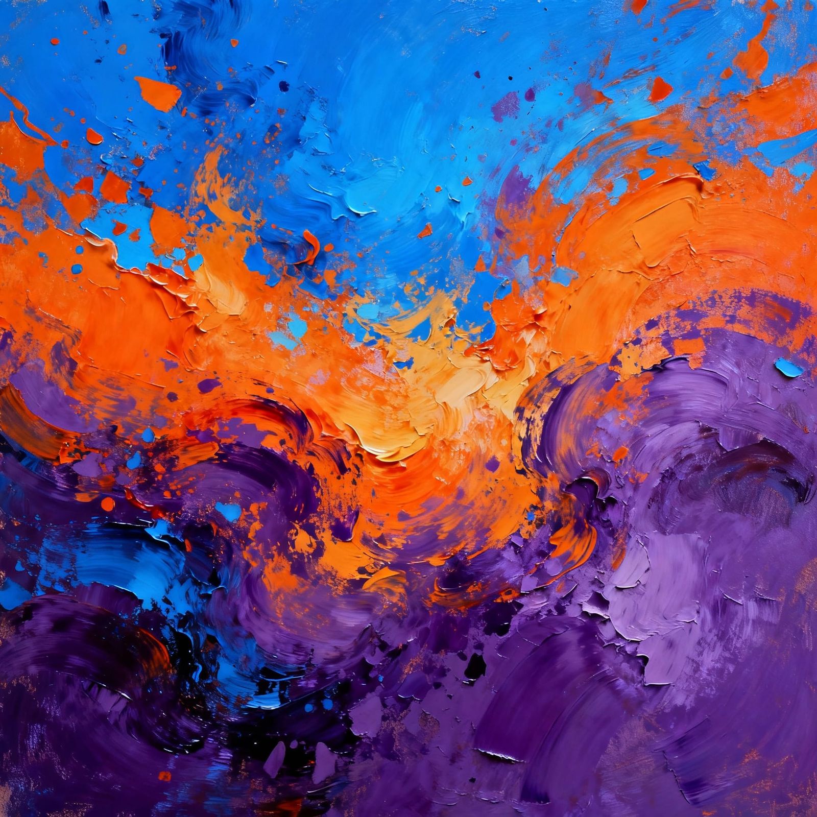 Vibrant Abstract Digital Painting with Swirling Colors