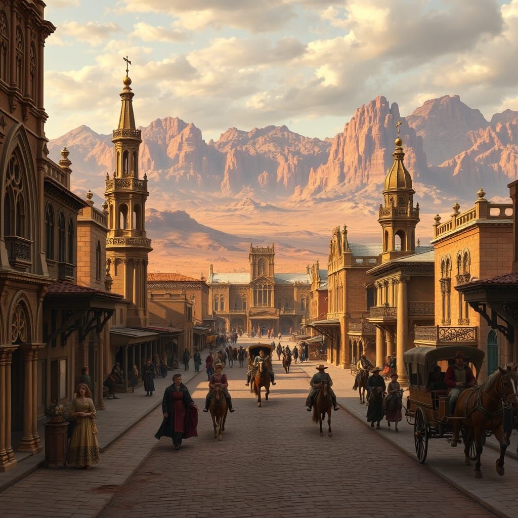 Renaissance-Style Western Frontier Town with Gothic Revival ...