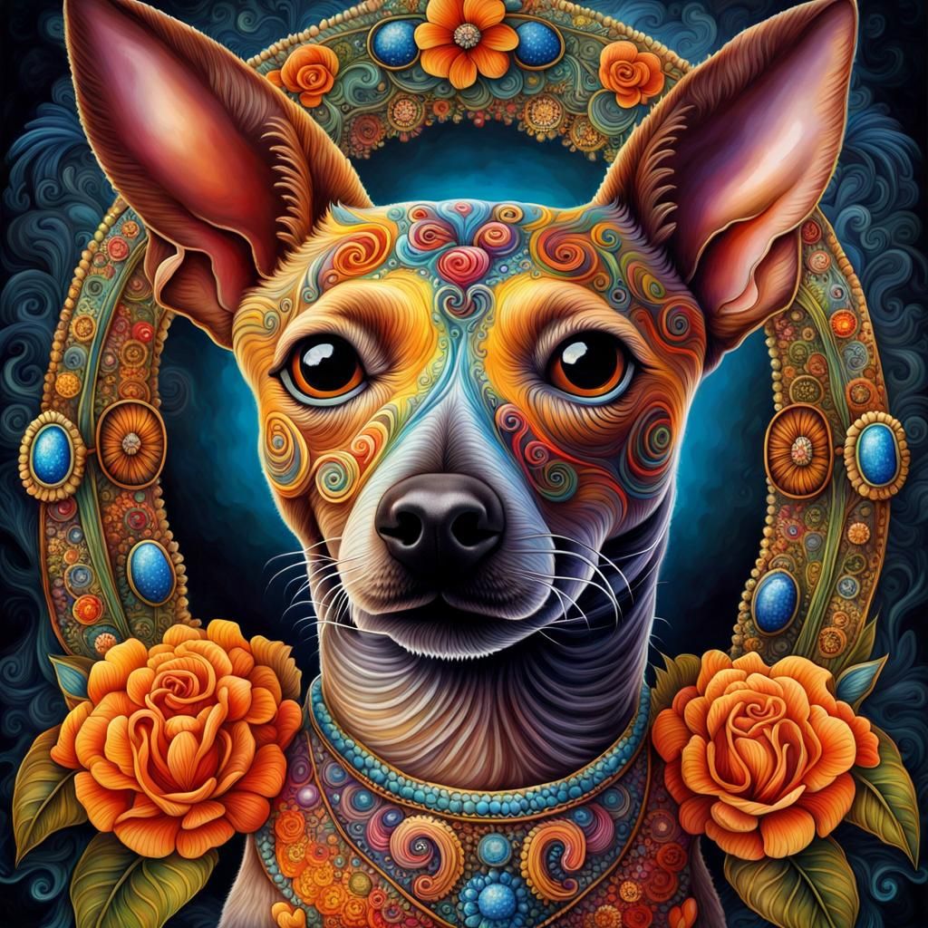 "Día de los Muertos, adorable Xoloitzcuintle, Ancient breed of dog has been a faithful companion in Mexican traditions, ...