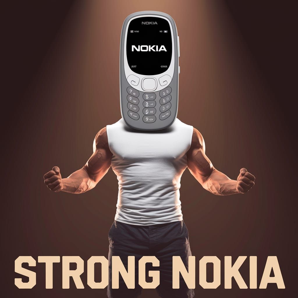 Muscular Hero Embodying Nokia Strength in a Warm Glow