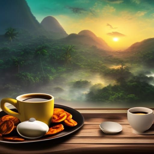 Hyperdetailed Ghanaian Breakfast at Jungle Beach Sunrise