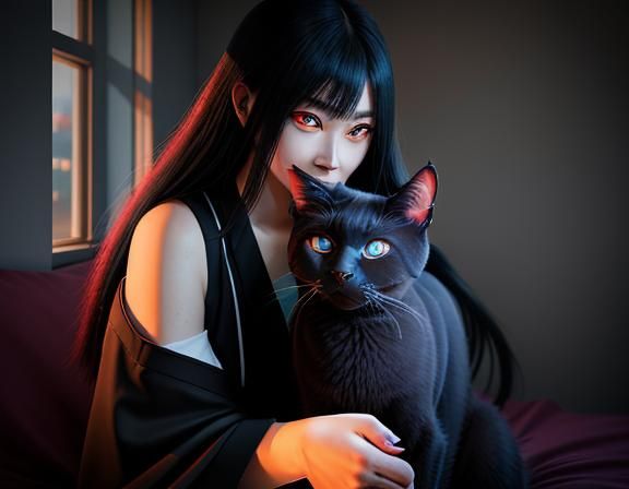 Nyarlathotep as Siamese Cat with Crimson Eyes