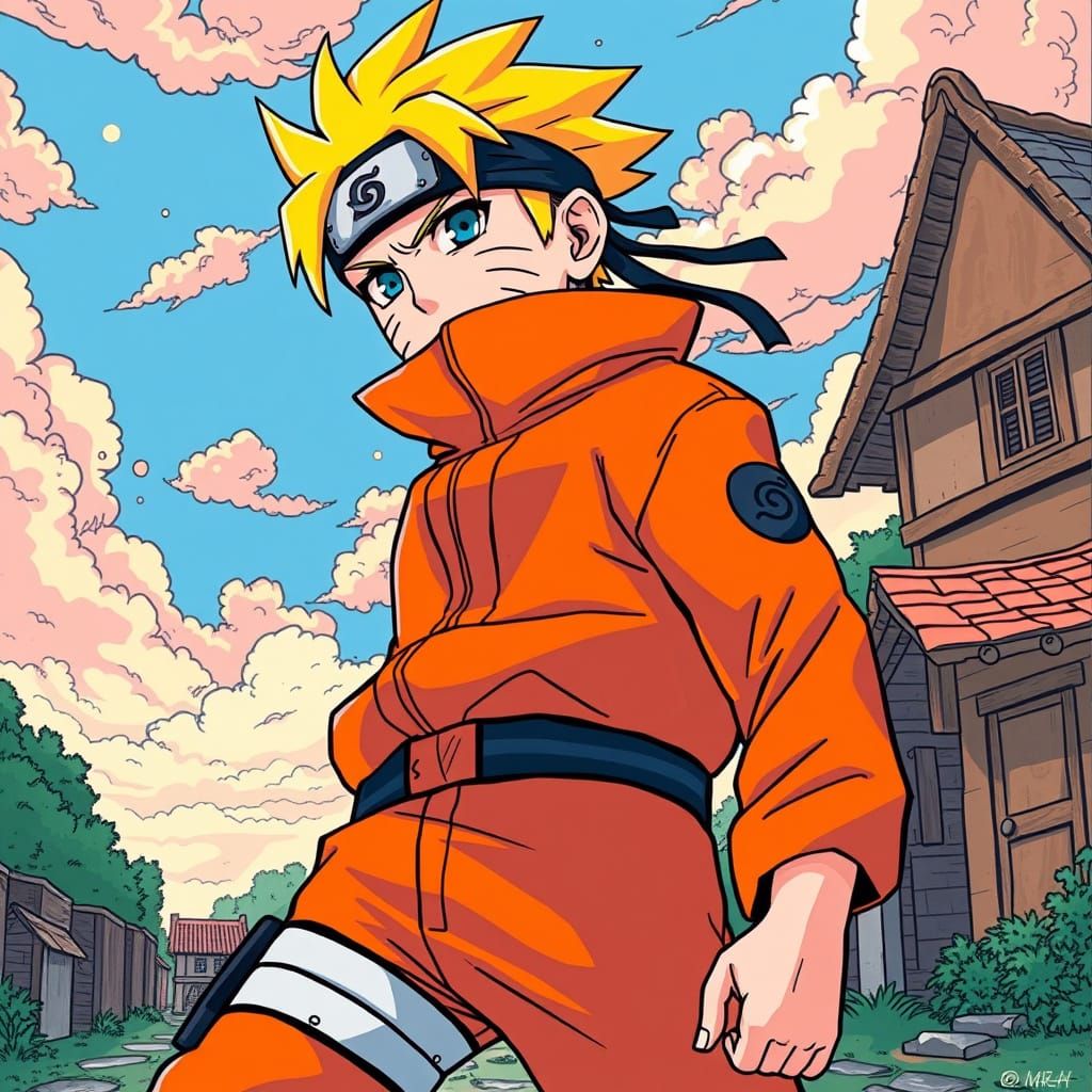 Naruto in Vibrant, Dynamic Anime Style