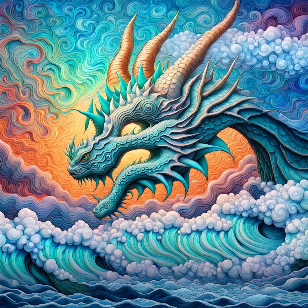Holographic Water Dragon in Cosmic Astral Style