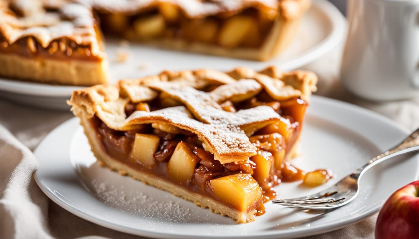 Golden Apple Pie Delight on a White Plate