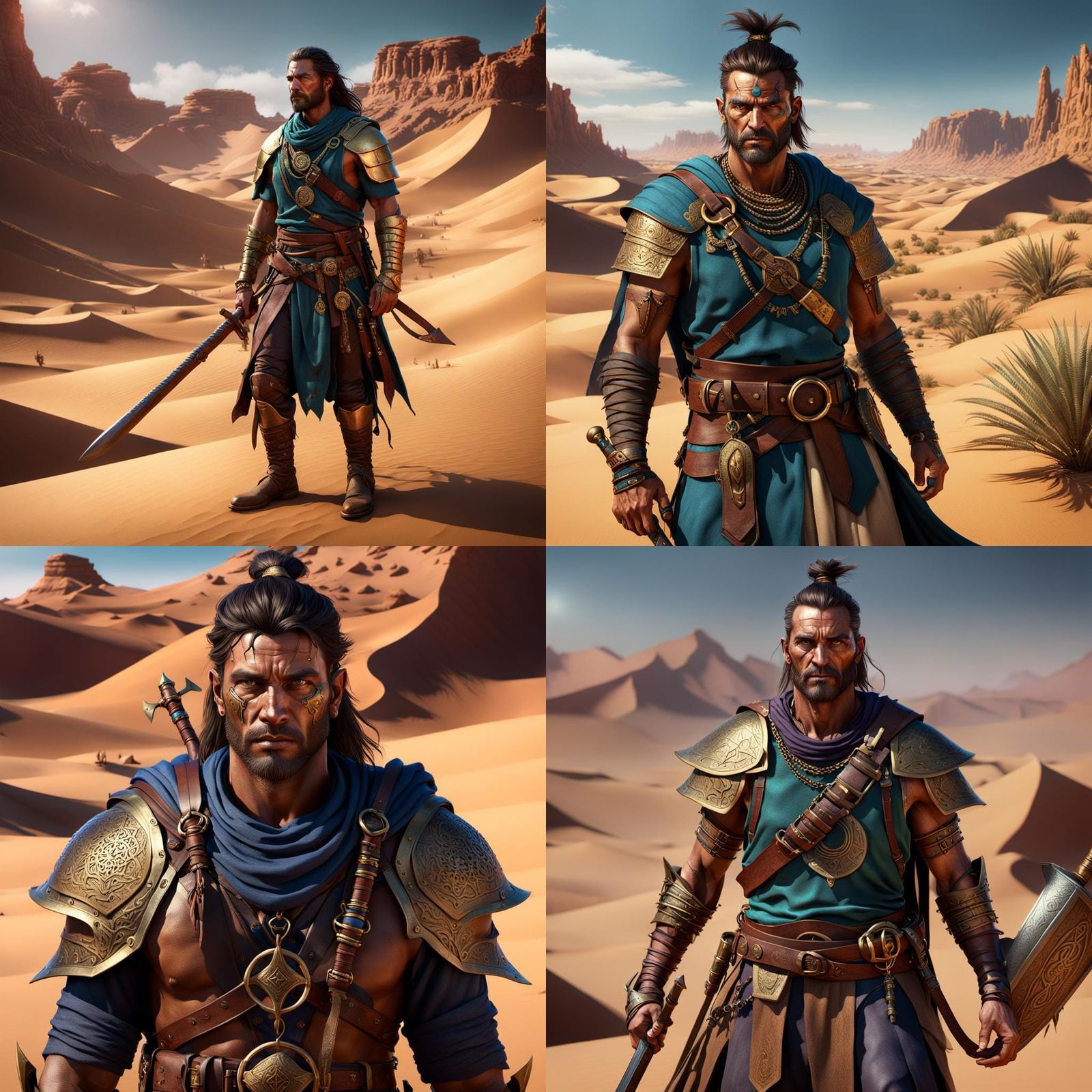 Desert Warrior with Poleaxe: Fantasy Concept Art