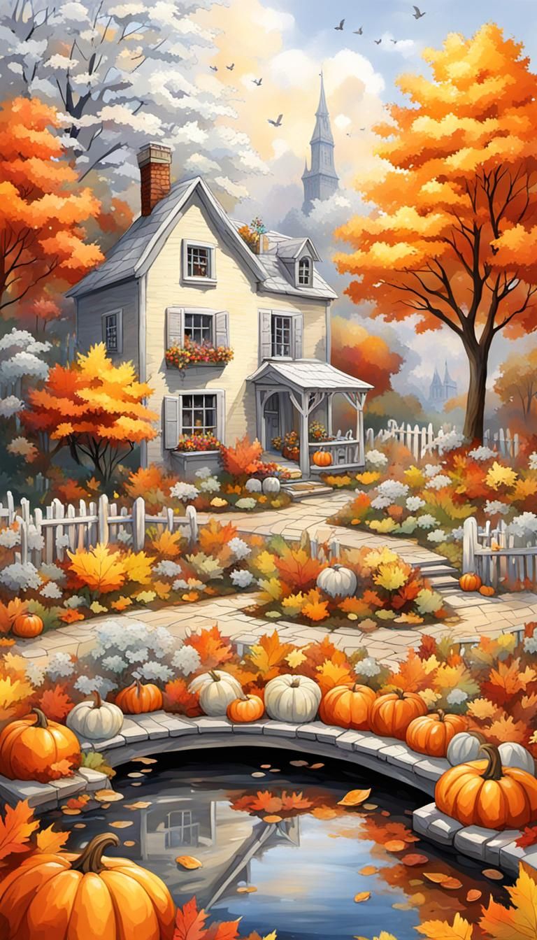 Autumn Silver Garden: A Tranquil Digital Art Piece