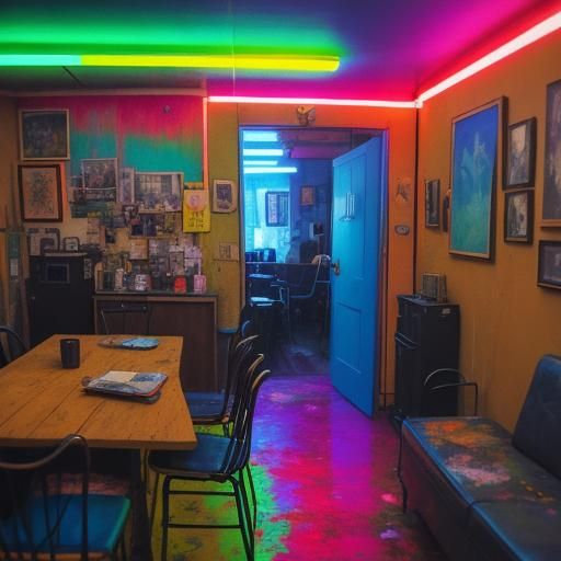 Karaoke Night: Vibrant Oil Painting with Friends