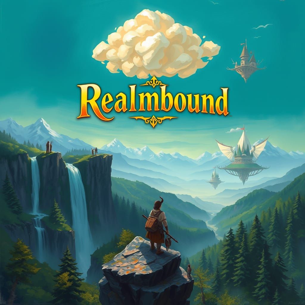 Epic Fantasy Game Cover with Magical Landscape