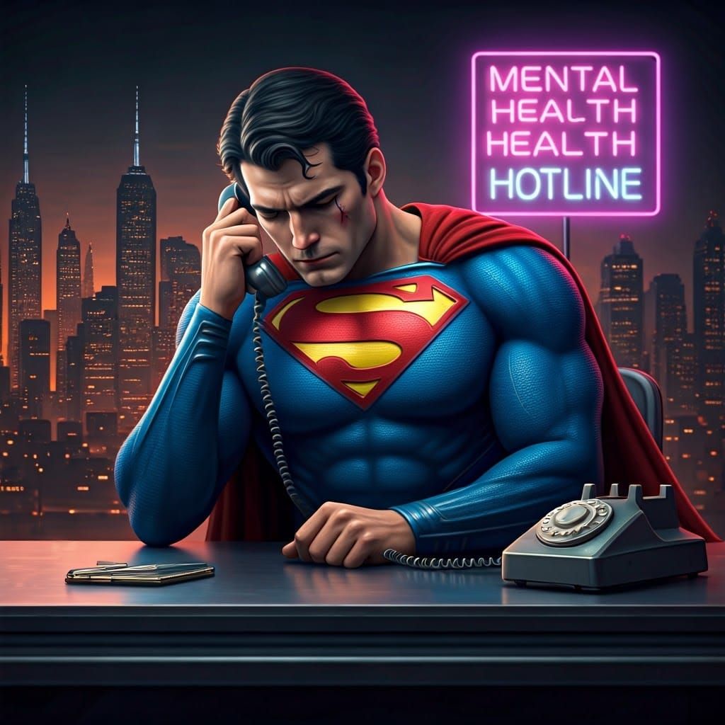 Superman Staffs Mental Health Hotline in Anime Style