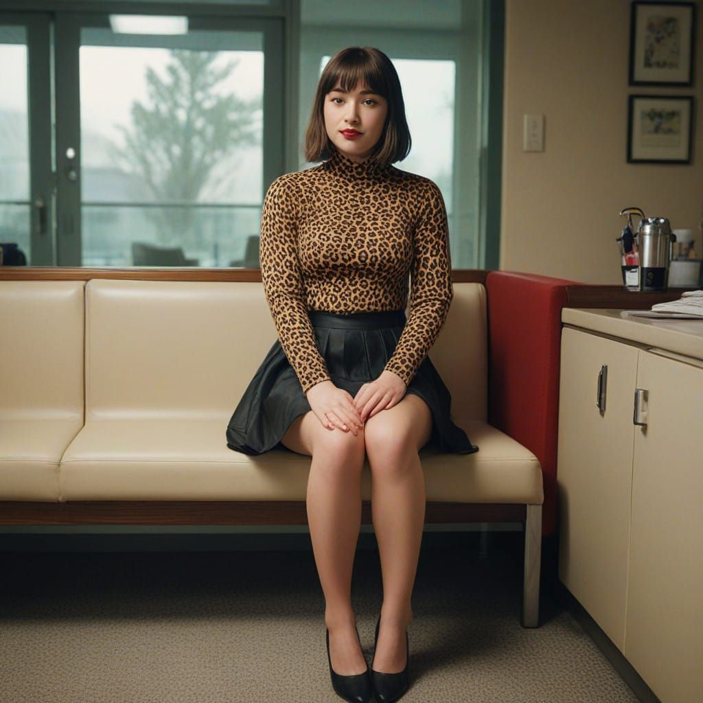 Glamorous Teen Girl Waits in a Medical Center Waiting Room