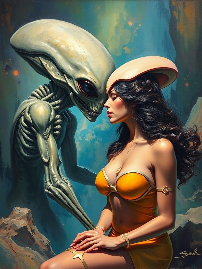 Sheena's Alien Encounter: Sensual Fantasy Illustration