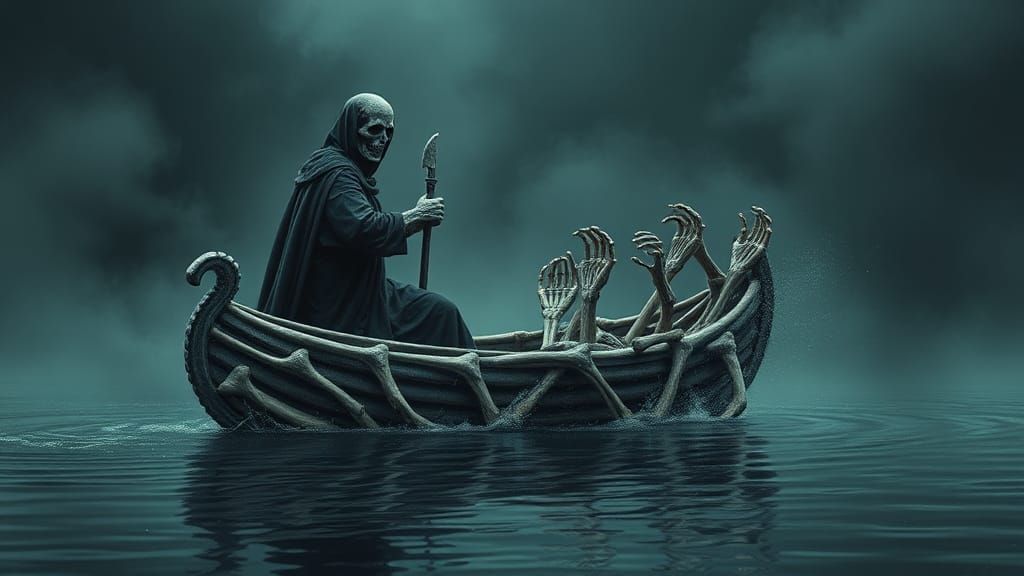 Grim Reaper's Journey in a Gothic Underworld