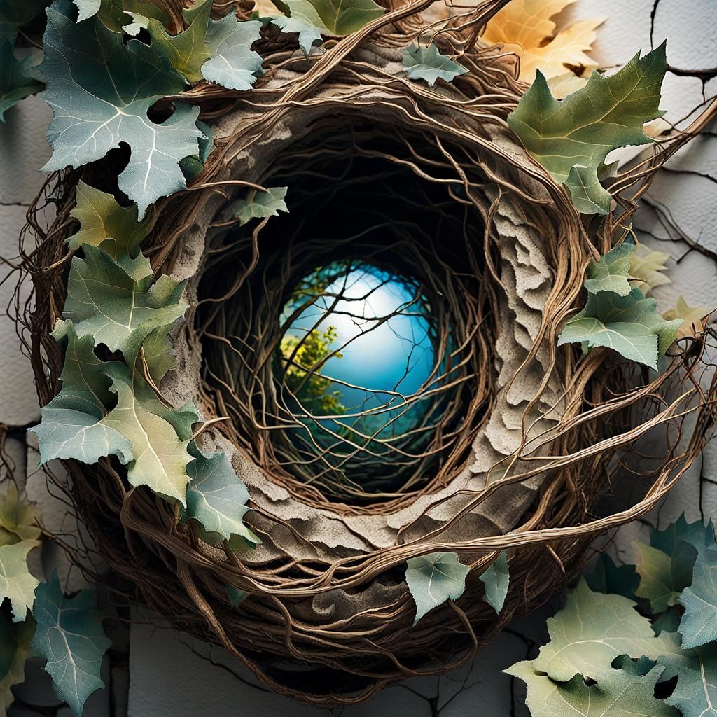 Ceramic Fox Nest Sculpture in Contemporary Style