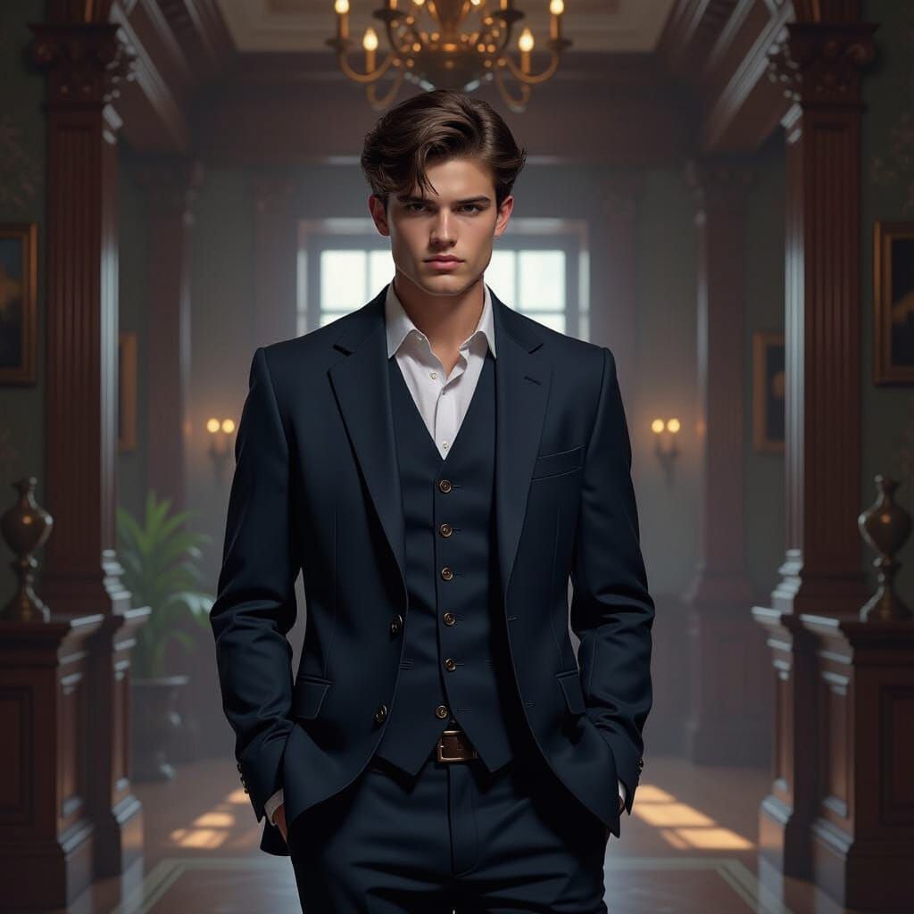 Young Man in Dark Academia Style Portrait