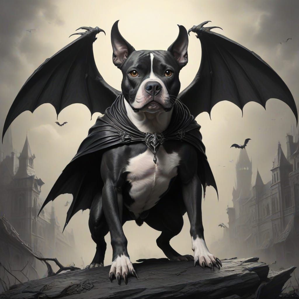 Cyberpunk Batdog in Dark Horror Art