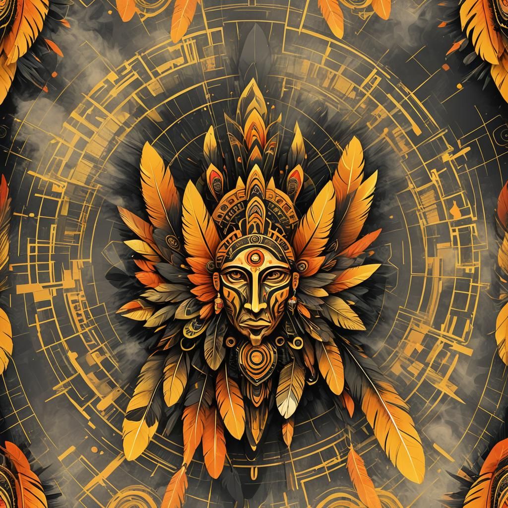 Vibrant Indian Totem in Digital Art Style